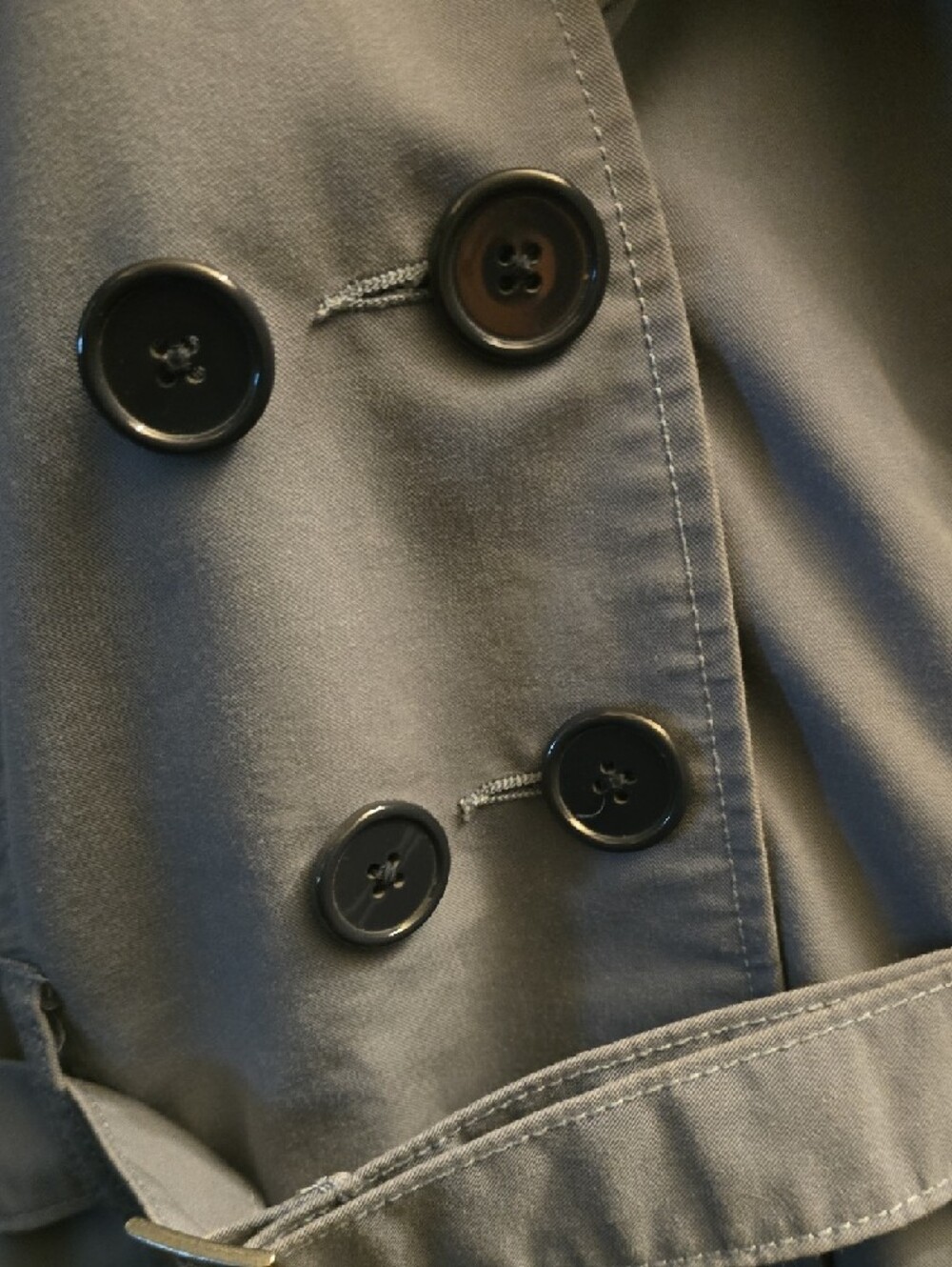 Women's Light  Blue Double-Breasted Trench Coat - Picture 4 of 11